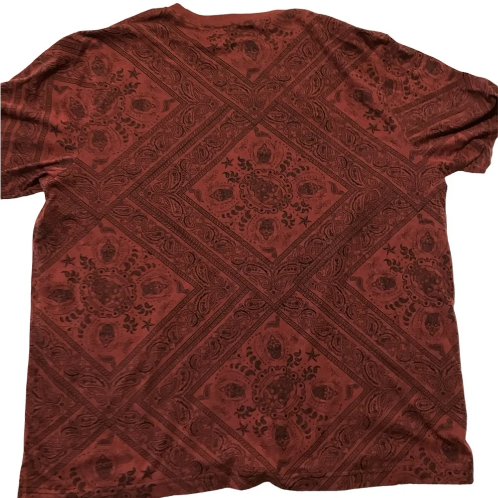 Mens Y2K Aces & Idols Skulls Paisley T-shirt size XL Red/Black Color Grunge - Picture 2 of 3